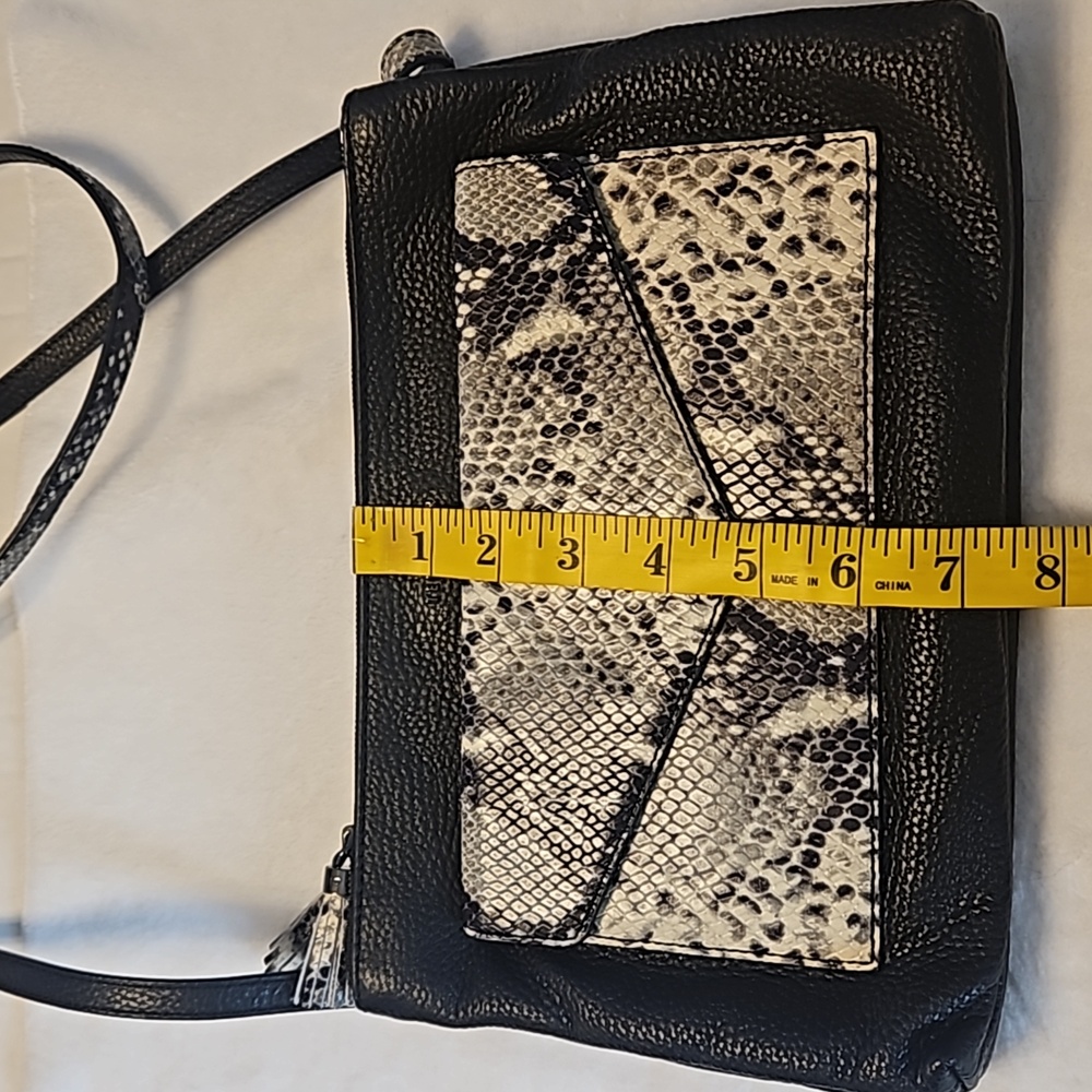 Ted Baker | Women's Crossbody Black Exotic Animal Snake Print Tassels Bag - Picture 16 of 16